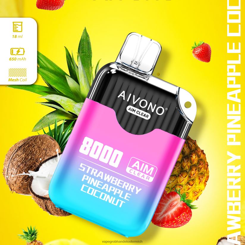 Aivono AIM CLEAR 8000 Erdbeer-Ananas-Kokosnuss - F0TZ68207 Einweg Vape Österreich