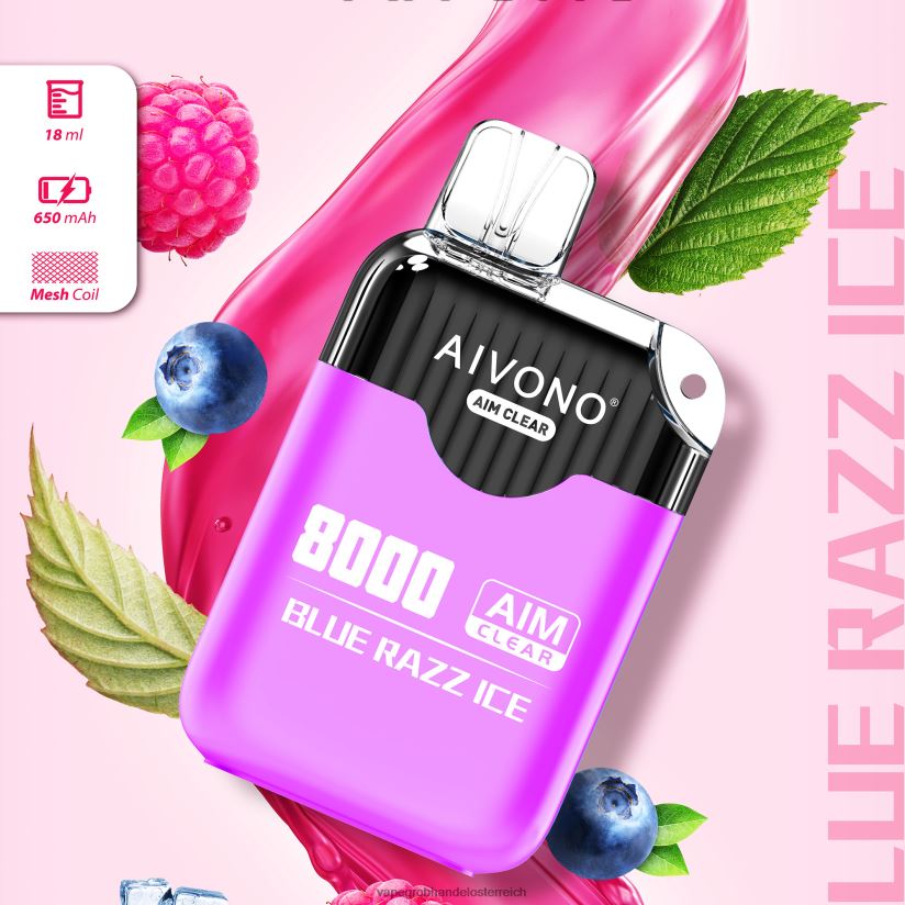 Aivono AIM CLEAR 8000 blaues Razz-Eis - F0TZ68202 Vape Großhandel Preise