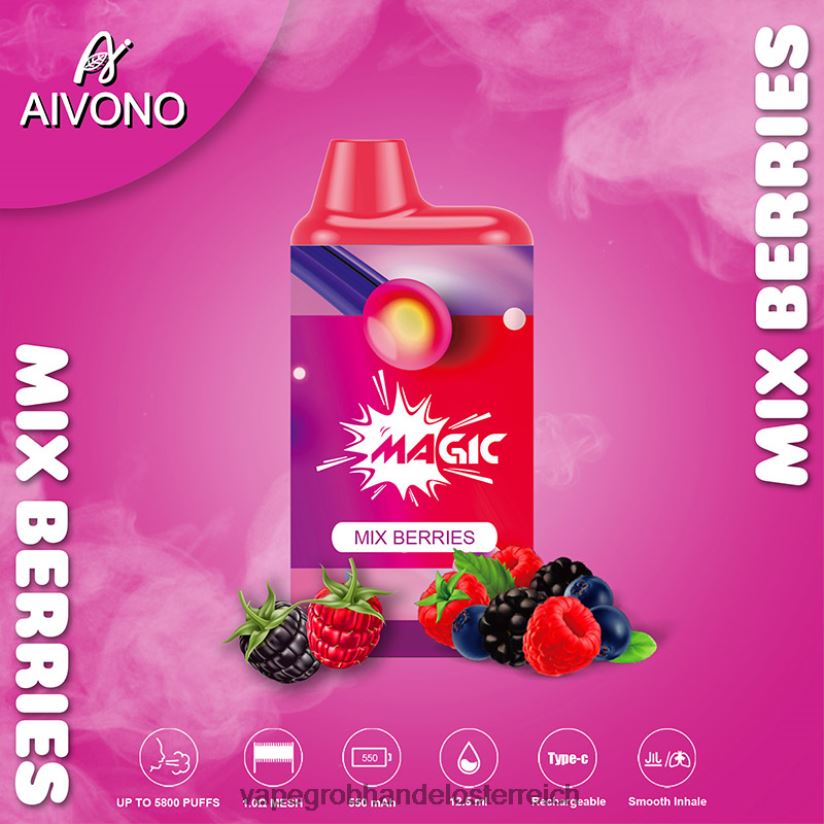 Aivono AIM MAGIC 5800 Mundbox-Zigarette Beeren mischen - F0TZ68100 Vape Kaufen Graz