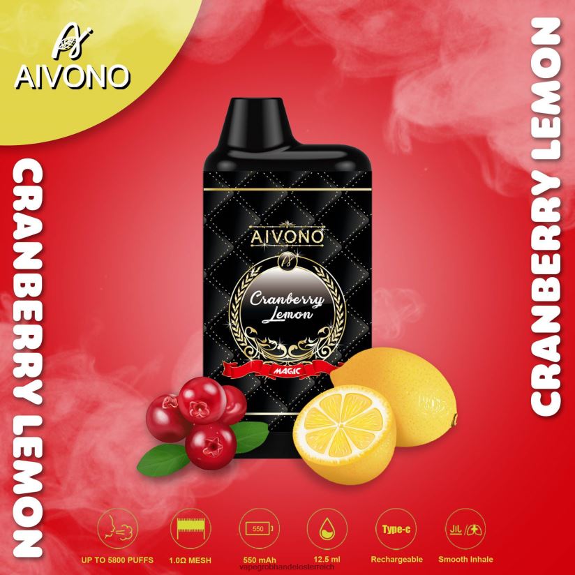 Aivono AIM MAGIC 5800 Mundbox-Zigarette Cranberry-Zitrone - F0TZ6889 Vape Großhandel Österreich