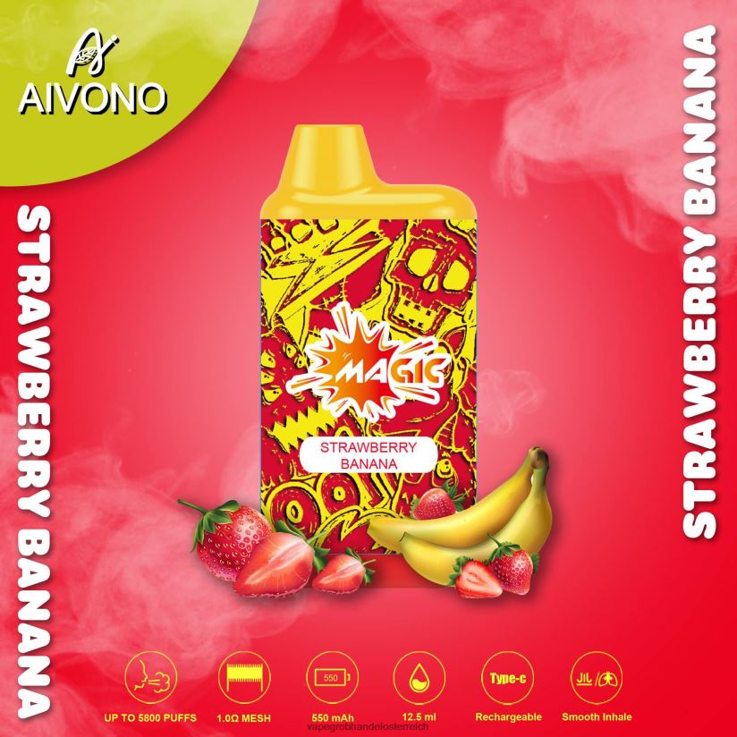 Aivono AIM MAGIC 5800 Mundbox-Zigarette Erdbeerbanane - F0TZ6893 Vape Wien