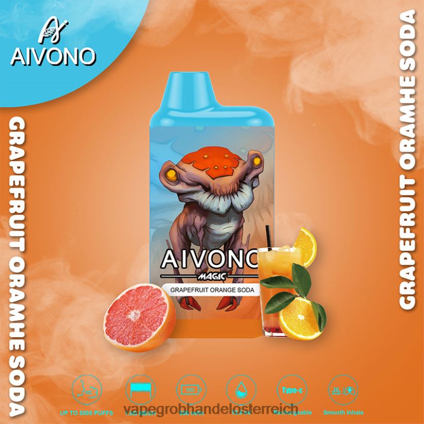Aivono AIM MAGIC 5800 Mundbox-Zigarette Grapefruit-Orangen-Soda - F0TZ68101 Vape Wien