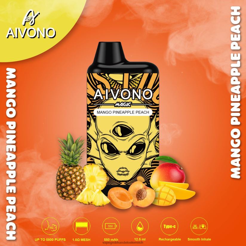 Aivono AIM MAGIC 5800 Mundbox-Zigarette Mango-Ananas-Pfirsich - F0TZ6888 Vape Österreich Preis