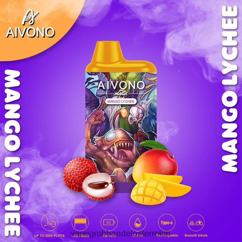 Aivono AIM MAGIC 5800 Mundbox-Zigarette Mango-Litschi - F0TZ6898 Vape Großhandel Preise