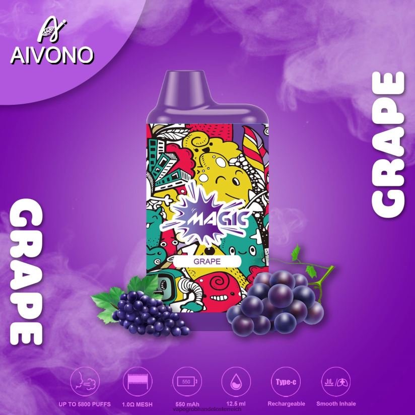 Aivono AIM MAGIC 5800 Mundbox-Zigarette Traube - F0TZ6892 Vape Kaufen Graz