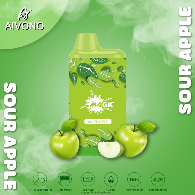 Aivono AIM MAGIC 5800 Mundbox-Zigarette saurer Apfel - F0TZ6887 Einweg Vape Österreich