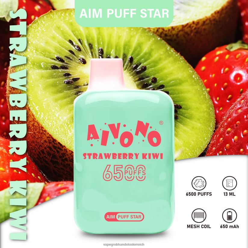 Aivono AIM PUFF STAR 6500 Erdbeer-Kiwi - F0TZ68294 Vape Großhändler