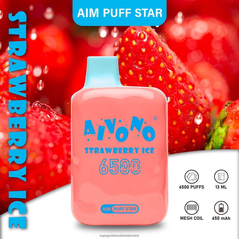 Aivono AIM PUFF STAR 6500 Erdbeereis - F0TZ68288 Vape Österreich Preis