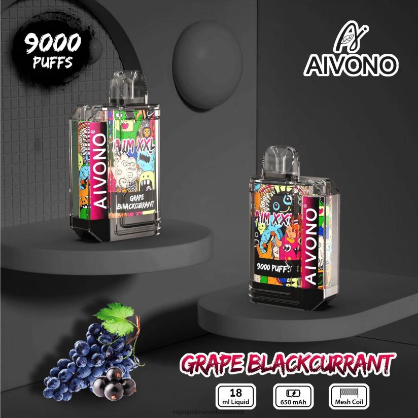 Aivono AIM XXL 9000 Mundaufkleber transparent Traube schwarze Johannisbeere - F0TZ6856 Vape Österreich Preis
