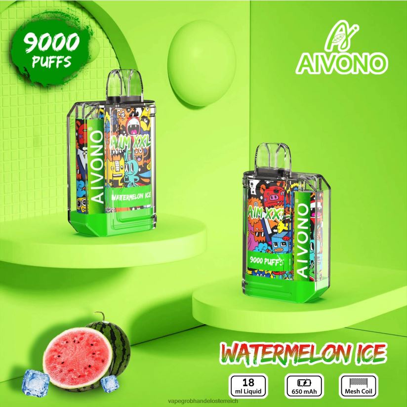 Aivono AIM XXL 9000 Mundaufkleber transparent Wassermeloneneis - F0TZ6848 Vape Österreich Preis