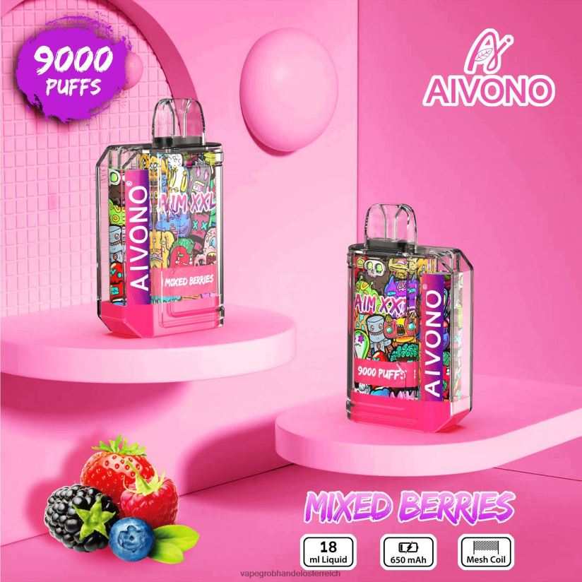 Aivono AIM XXL 9000 Mundaufkleber transparent gemischte Beeren - F0TZ6851 Vape Kaufen Linz