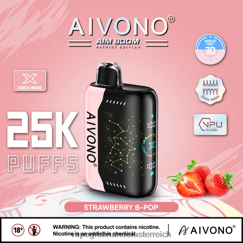 Aivono AIM BOOM 25000 Erdbeer-B-Pop - F0TZ68352 Vape Österreich Preis