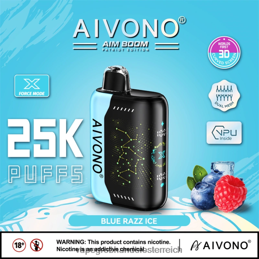 Aivono AIM BOOM 25000 blaues Razz-Eis - F0TZ68345 Vape Großhandel Österreich