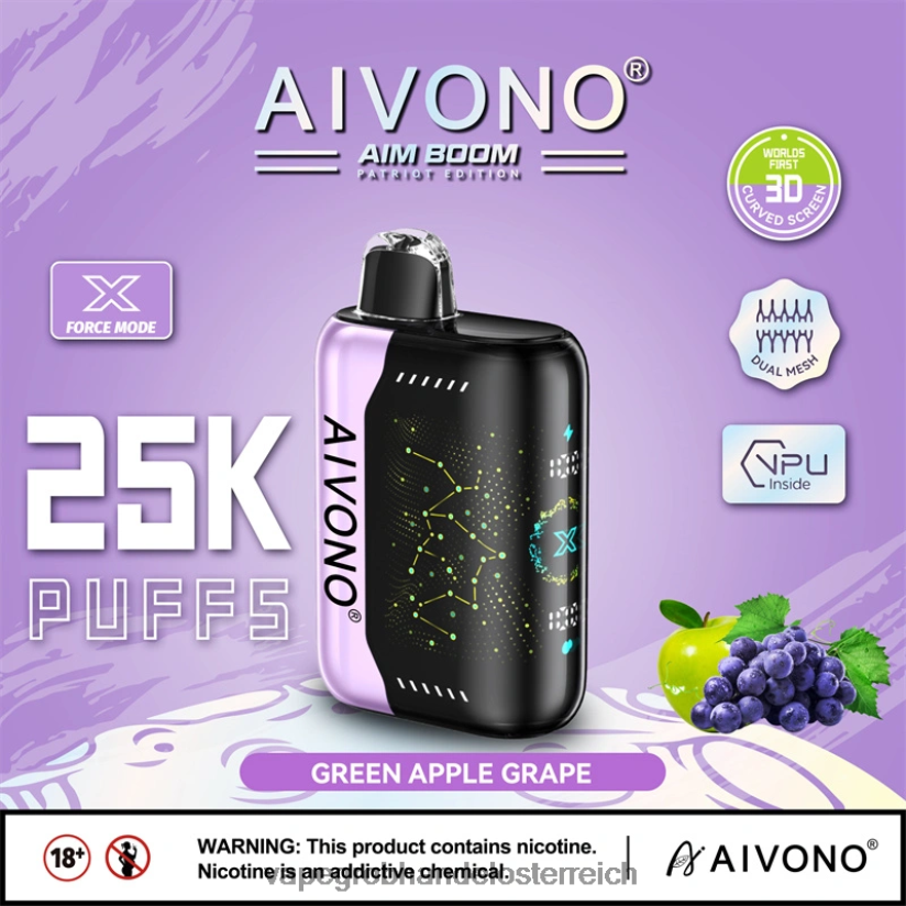 Aivono AIM BOOM 25000 grüne Apfeltraube - F0TZ68346 Vape Großhandel Preise