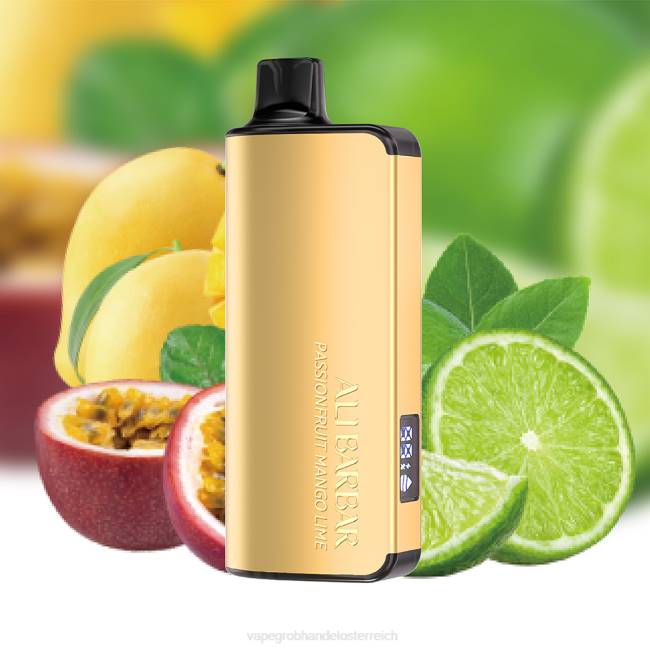 Vape Großhändler P4DL22 Alibarbar Ingot 9000 Einweg-Vaporizer Passionsfrucht-Mango-Limette
