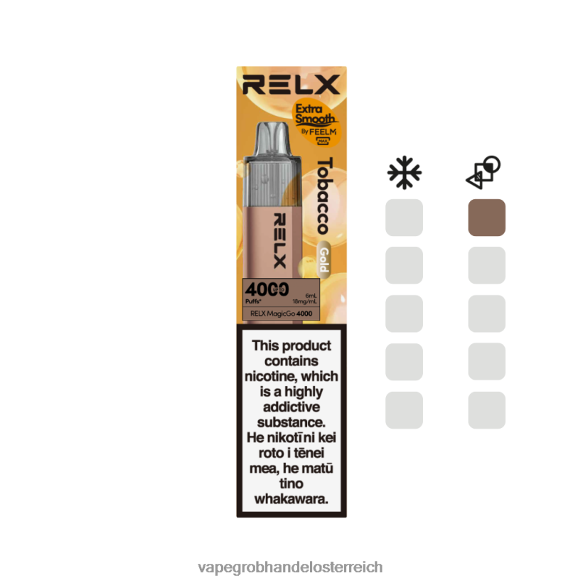 Vape Großhandel Preise 8B66T82 - Tabak (Gold) RELX MagicGo 4000 Einweg-Vaporizer