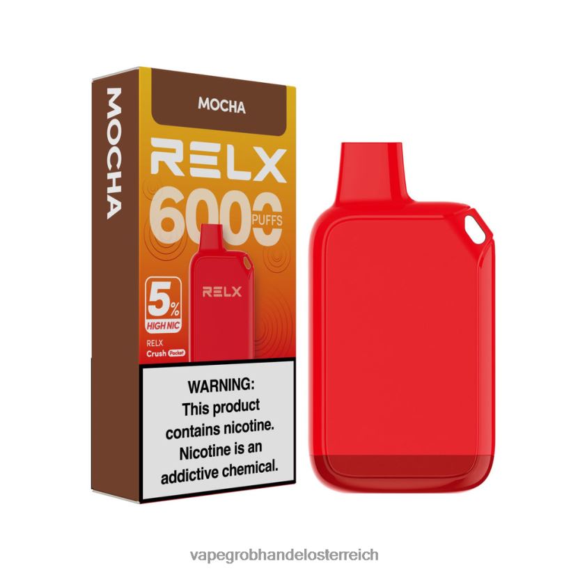 Vape Großhandel Österreich 8B66T825 - Mokka RELX Crush Pocket 6000 5 % hohe Nic
