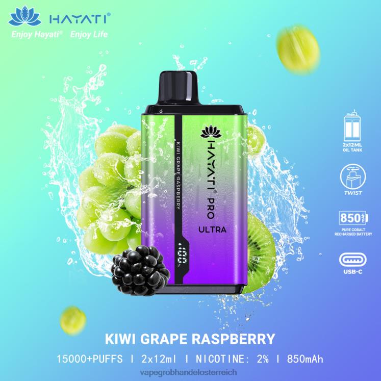 Einweg Vape Österreich Kiwi-Trauben-Himbeere 4FVXR207 Hayati Pro Ultra