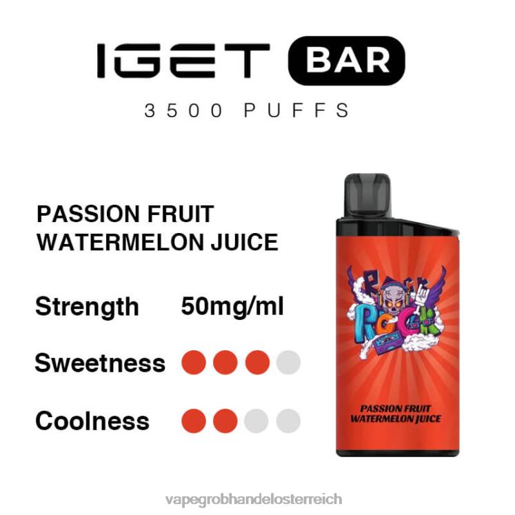 Einweg Vape Österreich Passionsfrucht-Wassermelonensaft 4FVXR97 IGET BAR 3500 5 % Nikotin