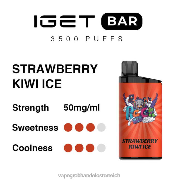 Vape Nikotinfrei Nachfüllbar Erdbeer-Kiwi-Eis 4FVXR90 IGET BAR 3500 5 % Nikotin