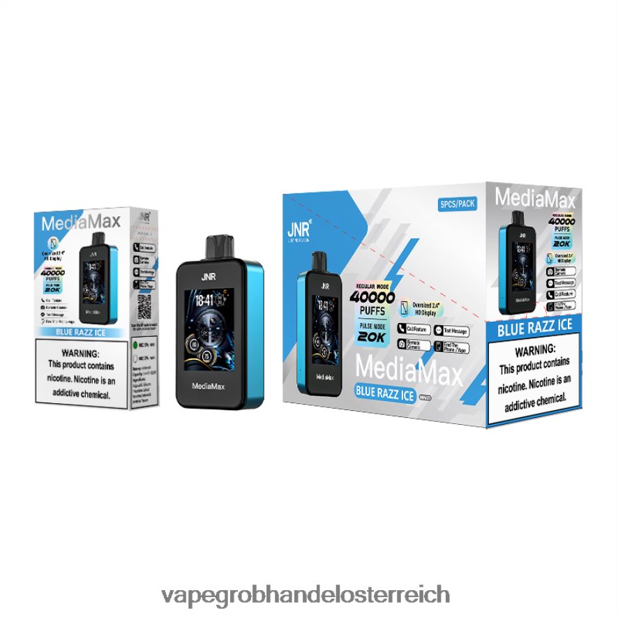 JNR MediaMax 40.000 Puff blaues Razz-Eis V4BHF21 Vape Großhandel Österreich