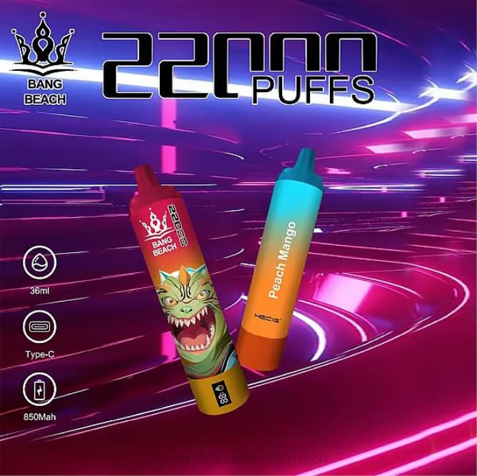 Bang Beach 22000 Züge intelligenter Bildschirm NT2824 - Vape Österreich Preis Pfirsich-Mango