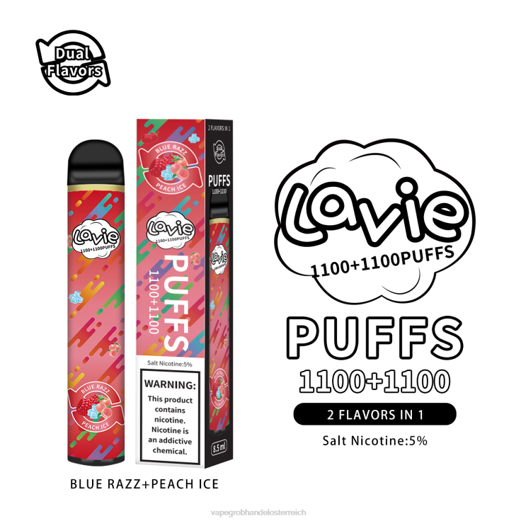 blaues razz/pfirsich-eis