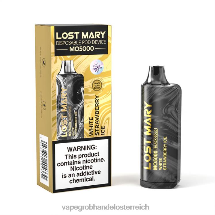 Einweg Vape Österreich weißes Erdbeereis 4FVXR347 LOST MARY MO5000 Schwarzgold 10ml