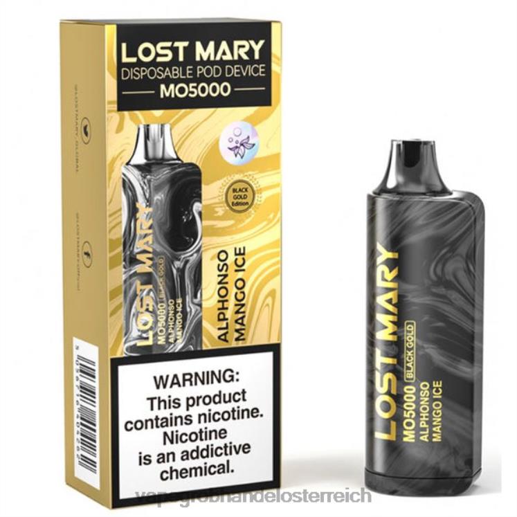 Vape Großhandel Preise Alphonso-Mango-Eis 4FVXR342 LOST MARY MO5000 Schwarzgold 10ml