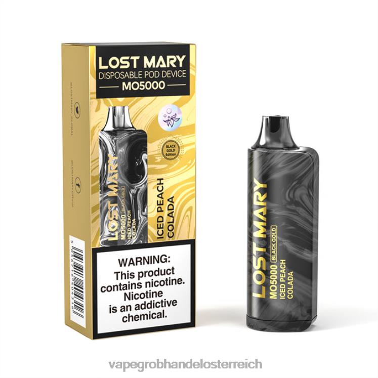 Vape Wien eisgekühlte Pfirsich-Colada 4FVXR345 LOST MARY MO5000 Schwarzgold 10ml