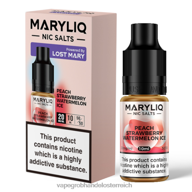 Vape Großhandel Österreich Pfirsich-Erdbeer-Wassermelonen-Eis 4FVXR451 LOST MARY MARYLIQ Nic-Salze – 10 ml – 20 mg