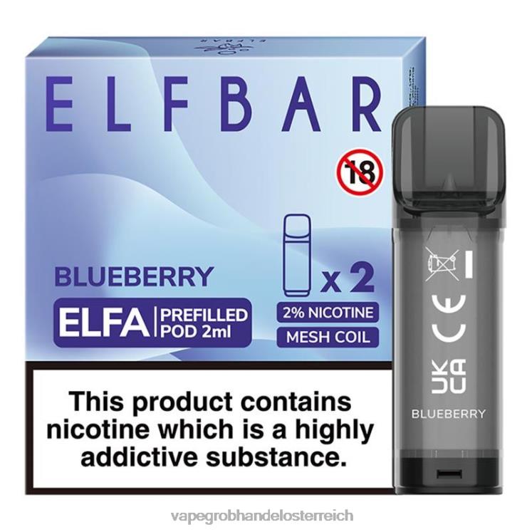 Vape Großhändler Blaubeere 4FVXR316 ELFBAR Elfa vorgefüllte Kapsel – 2 ml – 20 mg (2er-Pack)