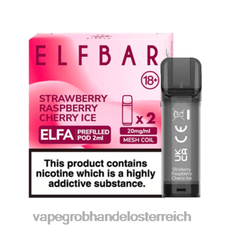 Vape Großhändler Erdbeer-Himbeer-Kirsch-Eis 4FVXR336 ELFBAR Elfa vorgefüllte Kapsel – 2 ml – 20 mg (2er-Pack)