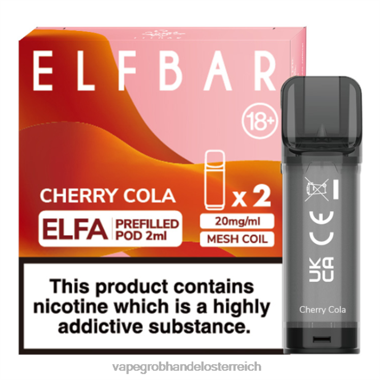 Vape Großhandel Preise Kirschcola 4FVXR322 ELFBAR Elfa vorgefüllte Kapsel – 2 ml – 20 mg (2er-Pack)