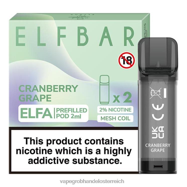 Vape Kaufen Graz Cranberry-Traube 4FVXR334 ELFBAR Elfa vorgefüllte Kapsel – 2 ml – 20 mg (2er-Pack)